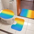 thumbnail image 5 of Rainbow Gradient Bathroom Rugs Set Abstract Blue Green Yellow Ombre Minimalist Non Slip Absorbent Soft Bath Mats 3 Piece Set with Bathroom Rug, U-Shaped Floor Mat, Toilet Seat Cover Small Size, 5 of 9