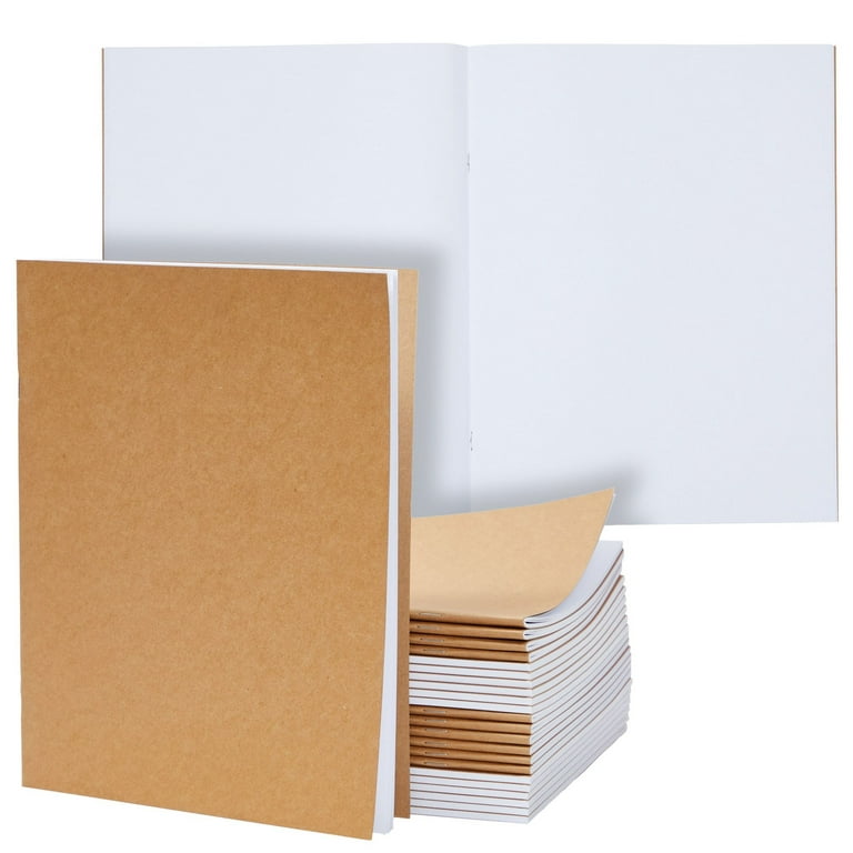 Paper Junkie 24-Pack Bulk Kraft Unlined Notebooks - Blank Journals for Kids, Creative Writing Class, and Drawing, 8.5 x 11