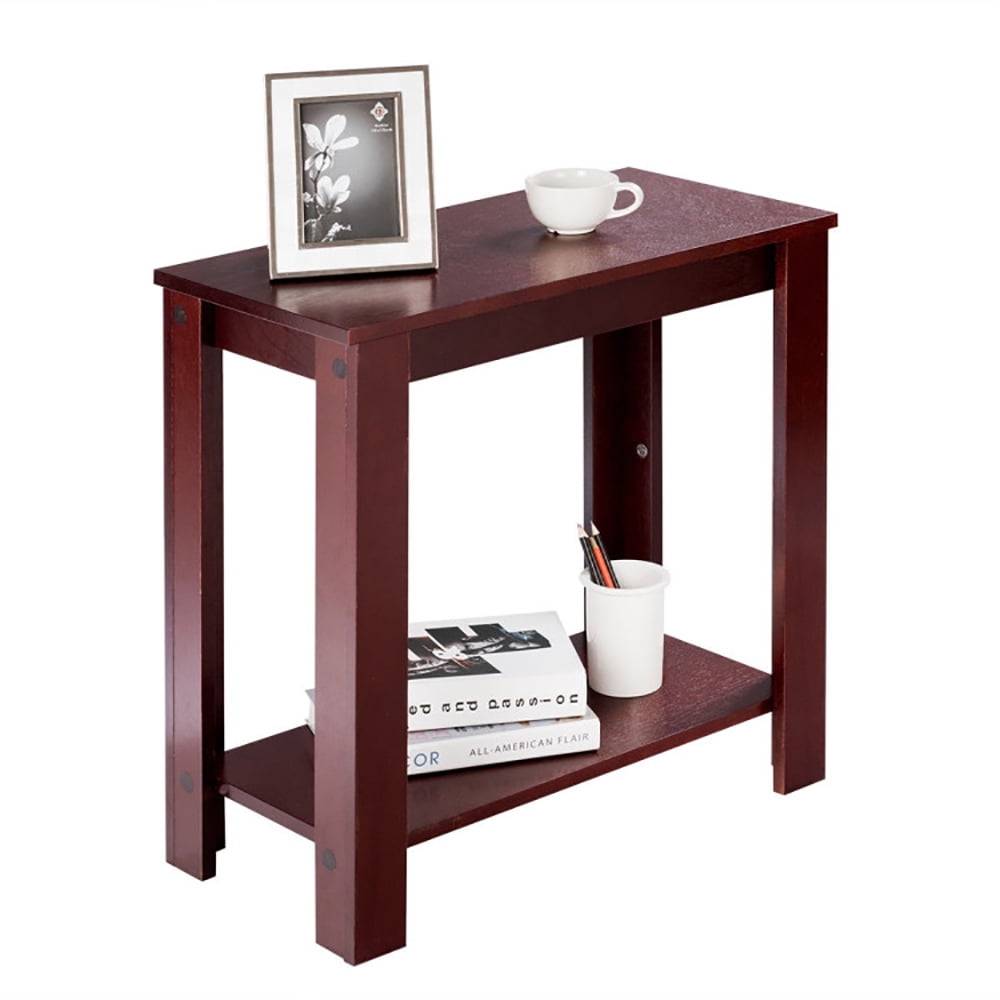 Finihen End Table, 2-Tier Modern Compact End Table with Storage Shelf, Sofa Side Table, Bed Side Table, for Living Room, Bedroom, Espresso