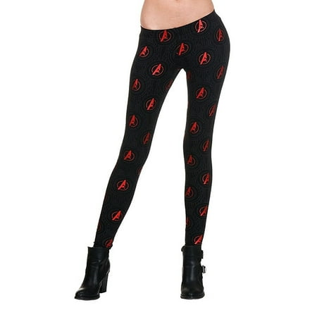 Officially Licensed Marvel Avengers Age of Ultron Symbol Juniors Leggings (Size 9-12 Large)
