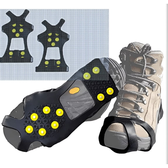 ZHZFKQ Crampons Ice Traction Cleats Large, Lightweight Anti-Slip Shoe Grips for Snow/Ice