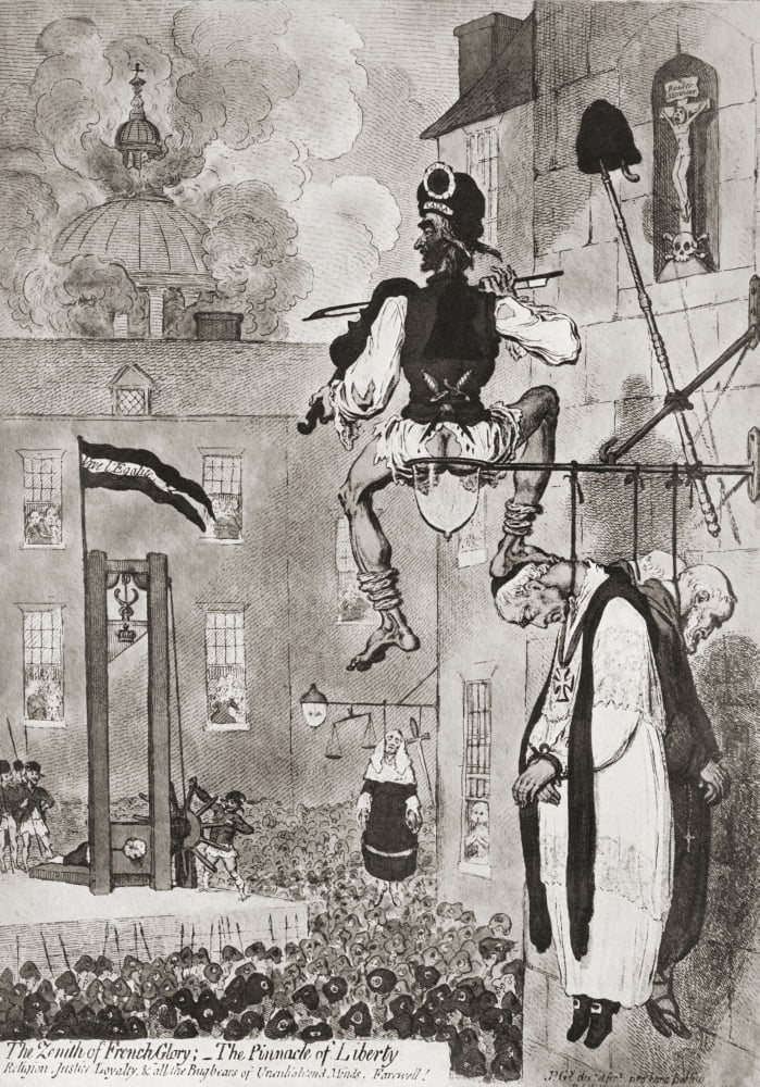 Drawing After James Gillray Entitled The Zenith Of French Glory - The Pinnacle Of Liberty Religion Justice Loyalty And All The Bugbears Of Unenlightened Minds Farewell The Execution Of Louis Xvi 21 Ja