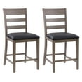 thumbnail image 1 of Chaises de salle à manger d'intérieur CorLiving New York à hauteur de comptoir avec pieds en bois massif, gris délavé (lot de 2), 1 of 9