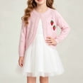 thumbnail image 6 of XUNKUSGA Girls Cardigan with Single-Button Lightweight Cotton Knit Cardigan for Girls Cute Hollow Out Scalloped Long Sleeve Cardigan Shrug School Daily Outfits,6-12 Months, 6 of 9
