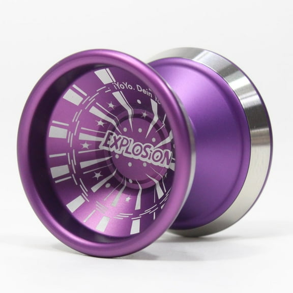 iYoYo EXPLOSiON Yo-Yo - Bi-Metal - 7075 Aluminum YoYo with Stainless Steel Rings (Purple with Silver Rings)