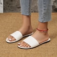 thumbnail image 2 of Mepaouo Women's Flat Sandals Open Toe Slip on Leather Slide Comfortable Fashion Beach Slippers Shoes, 2 of 8