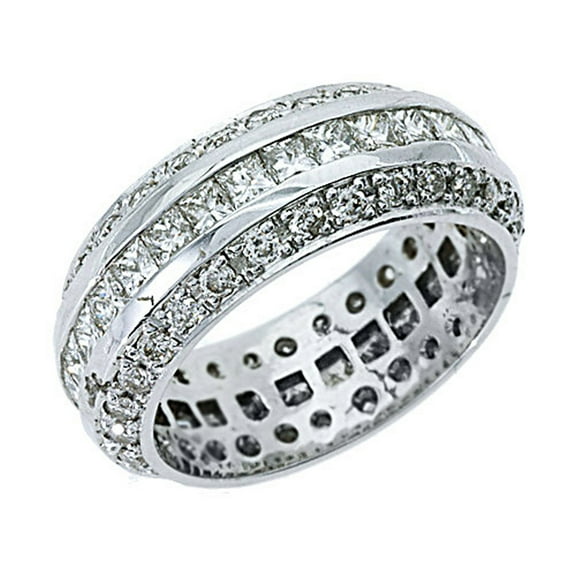14k White Gold 3.50 Carats Square Diamond Eternity Band