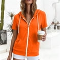 thumbnail image 6 of Otntypg Full Zip up Athletic Hoodie Jackets for Women Lightweight Thin Casual Fall Short Sleeve Drawstring Hooded Pullover Sweatshirts Basic Slim Fit Outwear Jacket with Pockets, 6 of 8