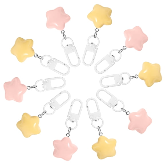 Raindrops 10pcs Star Keychain Set Decorative Resin Keyrings Cute Kawaii Style Accessories for Women Daily Use