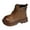 Coffee, variant on Girls Leather Ankle Combat Boots Toddler Kids Wide Toe Box Lace Up Riding Booties Platform Non Slip Motocycle BootsBlack Size 1 Big Kids