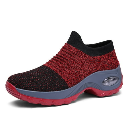 

Women‘s Knit Slip On Solid Low Top Sneakers Lightweight Breathable Comfort Platform Women‘s Shoes