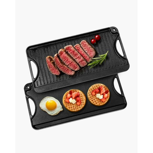 Parrilla/plancha VEVOR reversible de hierro fundido negro de 20 x 10 pulgadas
