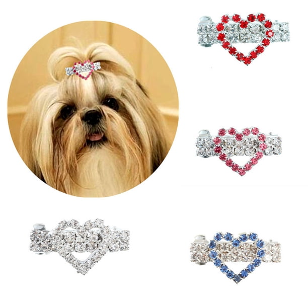 4 piezas, accesorios para el pelo para perros con diamantes de imitación, pasador de corona para cachorros, lazo para el pelo para perros, accesorios de aseo para niñas, gatos y perros