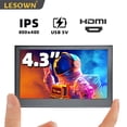 thumbnail image 1 of LESOWN Mini Additional Display 4.3 inch Small Screen HDMI 800x480 IPS Secondary LCD Monitor Metal Shell for Windows PC Laptop, 1 of 9