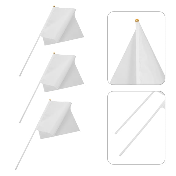 CTIRCHIU Hand Waving Flags Polyester Mini on Sticks 50pcs Solid White