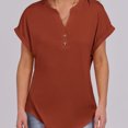 thumbnail image 3 of Workout Tops For Women Loose Fit, Casual Comfort Colors V Neck Short Sleeve Button Down Shirt T Top Plus Size Door Stops Bottom Of Casual Tops 2025 Yoga Woman Tops Tank Tops (L, Ginger) ZMTing, 3 of 3