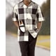 thumbnail image 2 of Nueva camiseta de moda de verano + pantalón, 2 piezas, camiseta + pantalón, moda para hombre, estilo Harajuku, retro, rayas verticales y horizontales, camisetas para hombre, 2 of 5