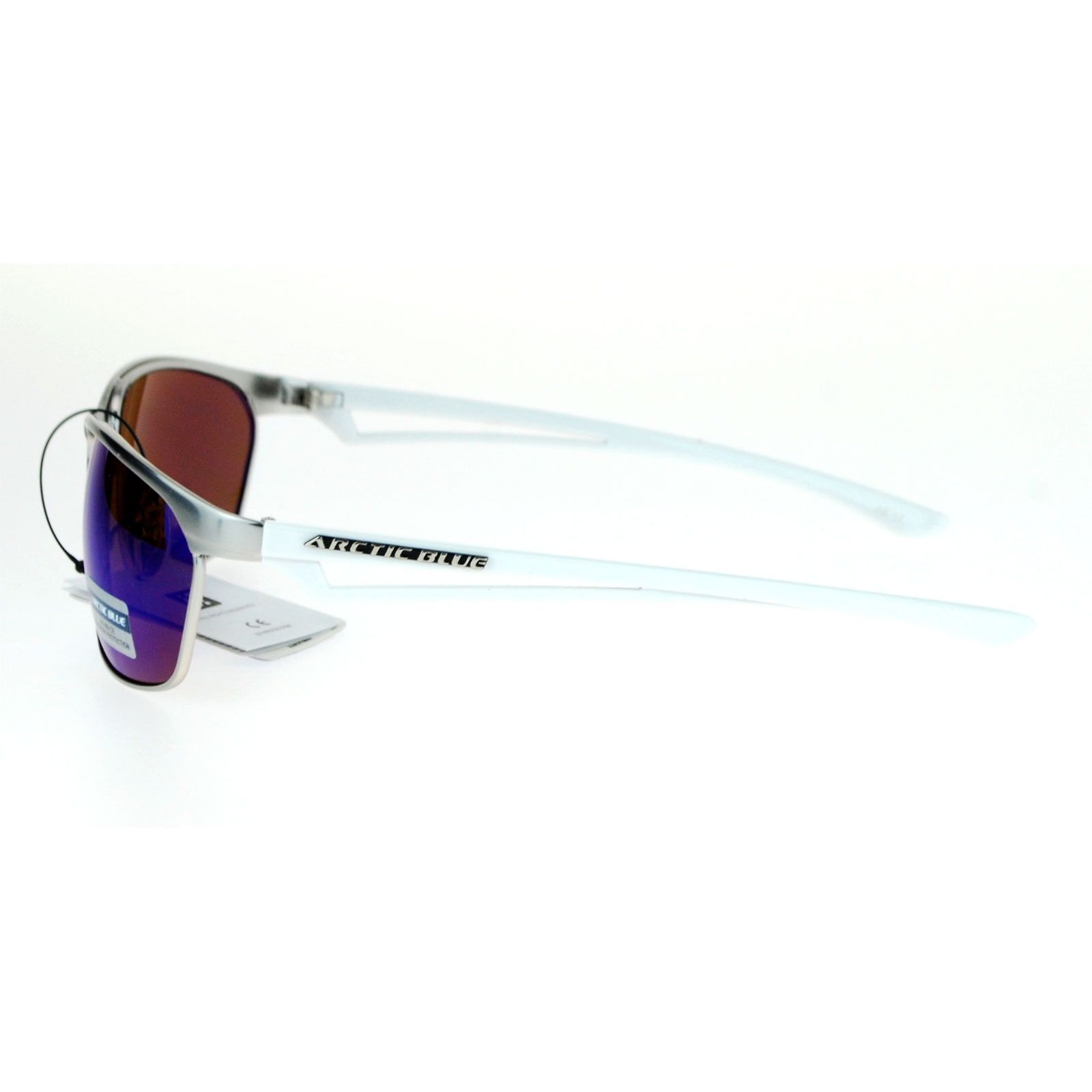 Arctic Blue Bluetech Mirrored Lens Metal Sport Warp Sunglasses 