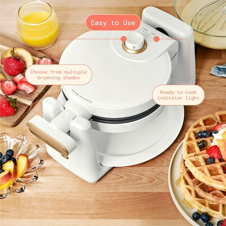 Beautiful Rotating Belgian Waffle Maker, White Icing by Drew Barrymore