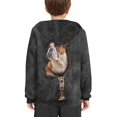 thumbnail image 4 of Xoenoiee Long Sleeve Boys Hoodies Vintage Bulldog Pattern Pullover Hoodies Hooded Sweater for Fall Winter Cosy Activewear with Kangaroo Pocket for Age 6-16 Years, M, 4 of 7