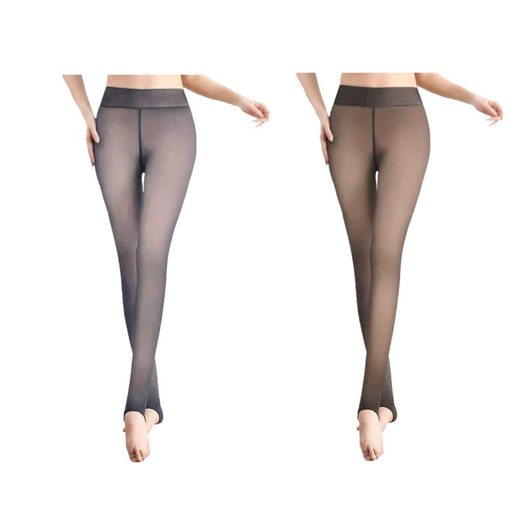 Fleece Lined Tights Women - Winter Fake Translucent Leggings, High Waisted  Sheer Warm Tights, Thick Pantyhose