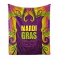 thumbnail image 1 of Mardi Gras Soft Flannel Fleece Throw Blanket, Dotwork Style Carnival Colorful Lace Inspired Design Element, Cozy Plush for Indoor and Outdoor Use, 50" x 70", Purple Lime Green Yellow, by Ambesonne, 1 of 6