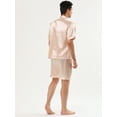thumbnail image 4 of Unique Bargains Men's Sleepwear Short Sleeve Top and Pants Satin Pajama Set M Rose Golden, 4 of 5