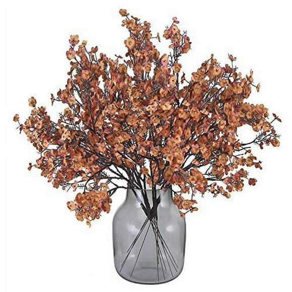 Namzi 12 Bundles Fake Flowers Fall Decor Faux Babys Breath Artificial Gypsophila Silk Flowers Bulk Floral Bouquets for Home Bedroom DIY Wedding Party Christmas Decorations(Brown)