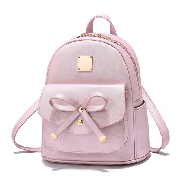 EASTIN Bowknot Cute Leather Backpack Mini Backpack Purse for Women White