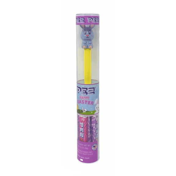 PEZ Easter Dispensers and Candy Holiday Tubes, Gray Easter Bunny, 7 Packages of Candy Refills
