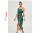 thumbnail image 3 of Vintage Great Gatsby Party Flapper Dress Sleeveless Sequins Tassel Dresses Cocktail Prom Size XS-3XL Long Skirt,Green,M, 3 of 9