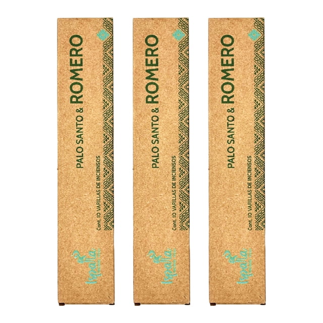 Incienso Aromático Artesanal Palo Santo y Romero Protección 100% Vegano para Hogar, Oficina y Meditación 3 PACK