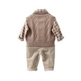 thumbnail image 3 of Toddler Boys 3 Piece Outfit Set Knit Vest Plaid Shirt and Pants Casual Fall Winter Clothes for 1 - 4 Years, 3 of 5