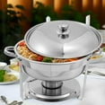 thumbnail image 3 of EVGTTI 10 Pack Chafing Dish Round 5QT×6+Rectangular 8QT Half Pan×2+1/3 Pan×2 Chafers Stainless Steel Catering Buffet Warmer Set for Parties,Events,Wedding,Dinner, 3 of 6