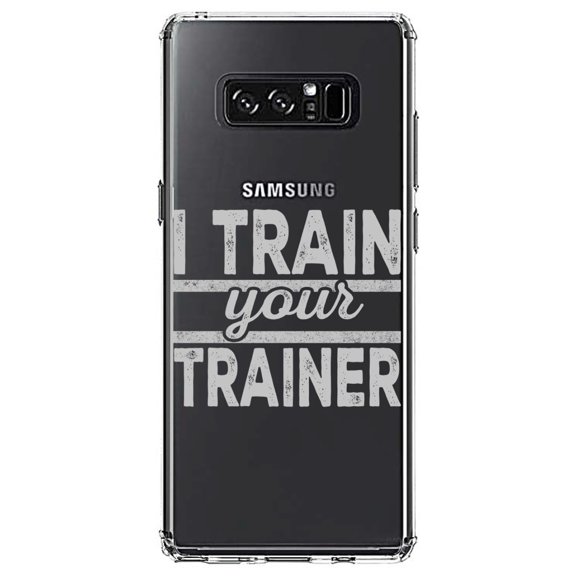DistinctInk Clear Shockproof Hybrid Case for Samsung Galaxy Note 8 - TPU Bumper Acrylic Back Tempered Glass Screen Protector - I Train Your Trainer