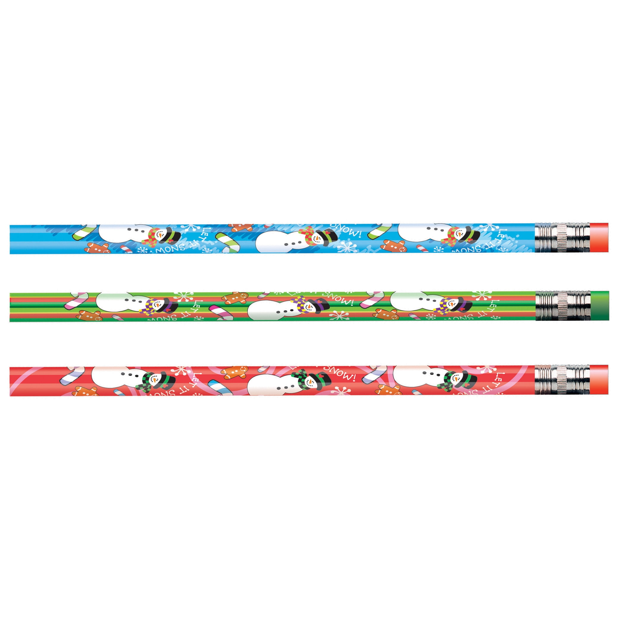Moon Products Decorated Pencils, Assorted Holiday Snowmen, 12 Per Pack, 12 Packs