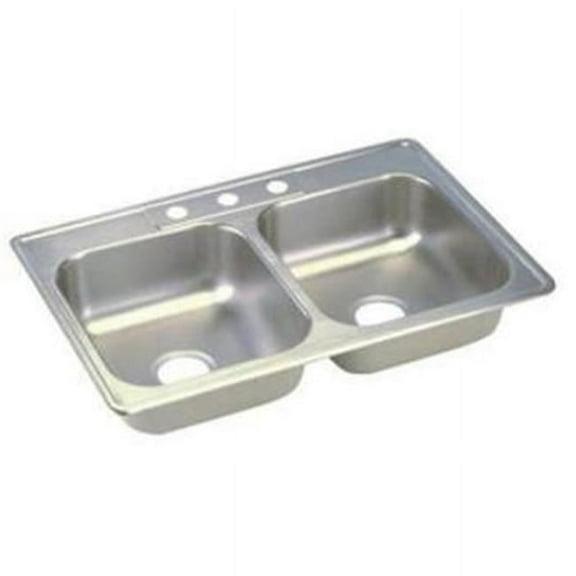 Dayton Top Mount Stainless Steel 25 in. x 19 in. x 6.25 in. with 3 Holes Double Bowl Kitchen Sink