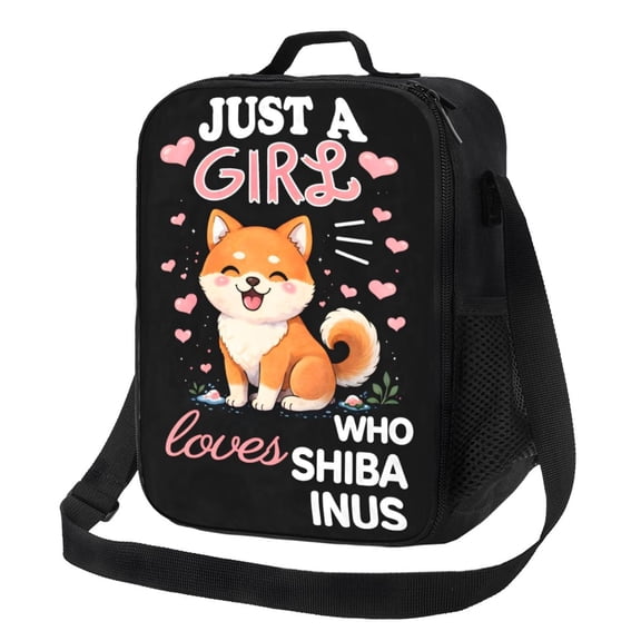 Shiba Inu Lover Lunch Bag Insulated Thermal Box with Shoulder Strap & Handle for Work and Picnic