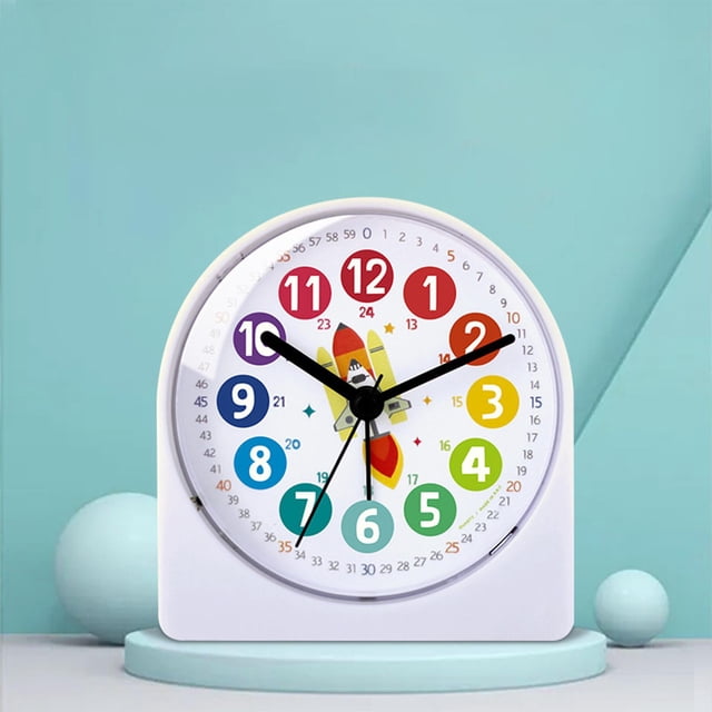 Reloj despertador analógico creativo, con lámpara de noche, con pilas, relojes de escritorio de aprendizaje silencioso para de juegos Cohete Macarena Despertador