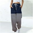 thumbnail image 5 of UTSJKR Women's Striped Gradient Sweatpants Loose Fit Drawstring Elastic Waist Jogger Pants Comfortable Sport Active Workout Jogger Pants with Pockets Navy XXL, 5 of 5