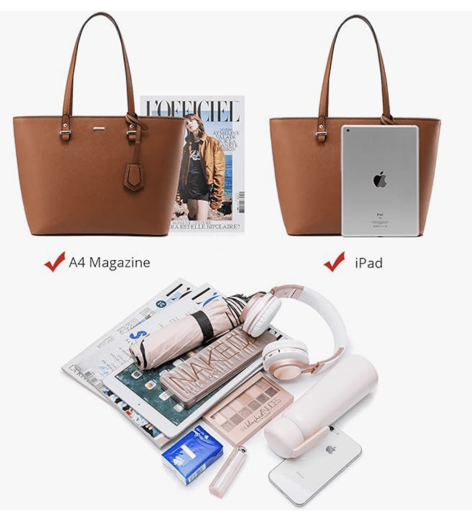 Premium Lux Details 3-Piece Leather Handbag Set for Women – Tote, Crossbody & Wristlet Purse – Elegant Designer Bags for Everyday & Travel Use Color Luggage