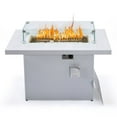 thumbnail image 5 of LeisureMod Chelsea Patio Modern 44" White Aluminum Propane 55,000 BTU Fire Pit Table With Glass Shield & Crystal Stones, 5 of 13