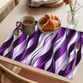 thumbnail image 3 of Purple Striped Ombre Placemats Set of 2, Modern Purple Moire Geometric Washable Wipeable Table Mats for Dining Tables, Indoor Outdoor Kitchen Place Mats for Holiday Party Table Decor, 3 of 9