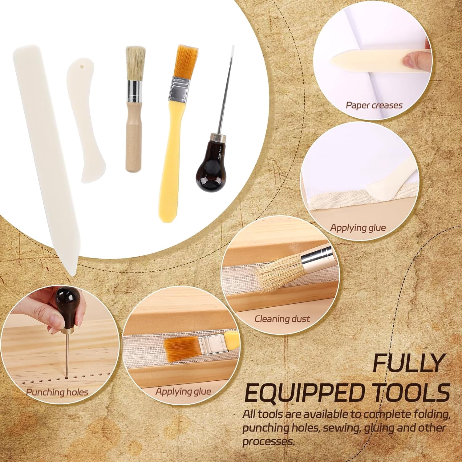 CSONGAZA Book Binding Kit for Beginners Complete 52 Pcs, 11.6 x 7.7 Inch BookPress with Premium Tools, Bone Folder, Cloth, Wax Thread & Storage Bag, Ideal for DIY Bookmaking & Book Repair