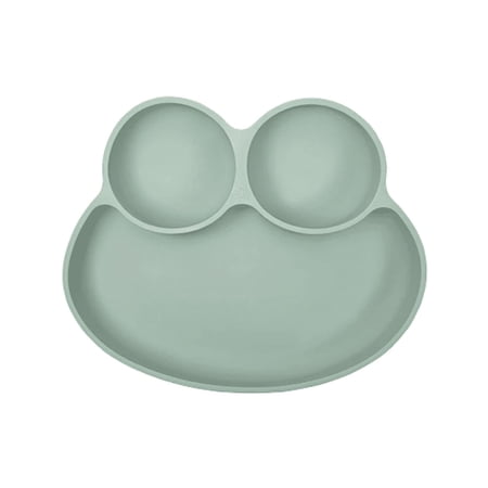 Abiie Octopod Frog Silicone Plates with Suction - Spill Proof, Easy to Clean - BPA-Free Bowl - Suction Plates for Baby and Toddler - Training & Feeding Divided Grip Dish (Sage Green)