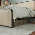 thumbnail image 6 of Harper & Bright Designs Queen Size Metal Platform Bed with Curved Upholstered Headboard and Footboard, Heavy Duty Metal Queen Bed Frame for Bedroom, Beige, 6 of 10