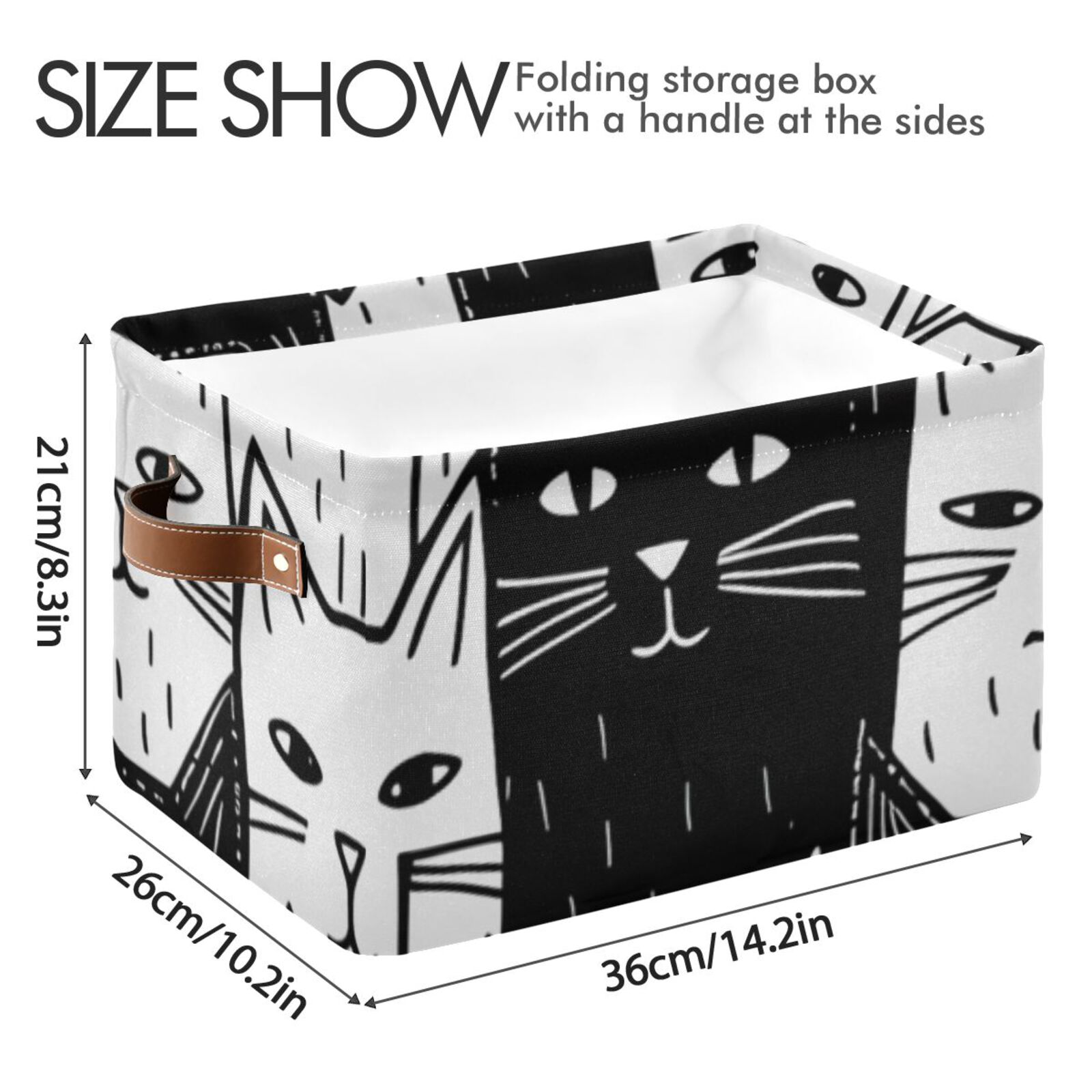 Black and White Cats Storage Bins Baskets With Handles Storage Box Clothes Organizer Organization Toys