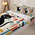 thumbnail image 2 of Manfei Mid Century Black Cat Zipper Twin Comforter Sets with Fitted Sheet and 2 Pillowcases, Boho Rectangle Zipper Bedding Set, Cream Red Blue, Stars Reversible, 4 Pieces, 2 of 7