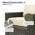 thumbnail image 4 of Krikacy Outdoor Wicker Armless Sofa Chair, All-Weather HDPE Wide-Seated w/Thick Cushions, Beige, 4 of 7