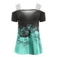 thumbnail image 4 of Mujeres Casual Adelgazante Draw Back Impreso Manga corta Cuello en V Encaje Hombro frío Tops OAVQHLG3B Store lin121212, 4 of 5